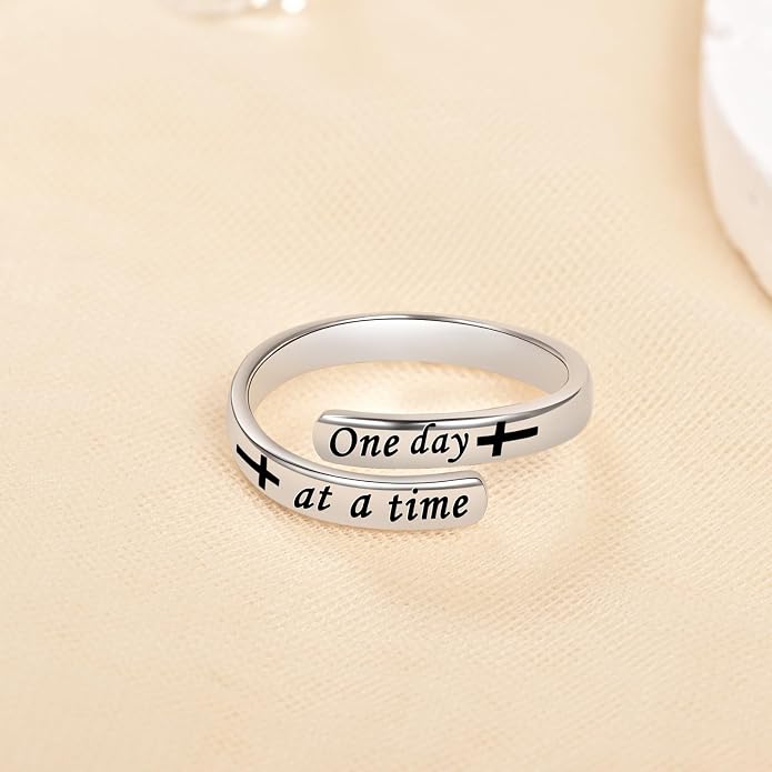 BEILIN 925 Sterling Silver Inspirational Jewelry Rings Adjustable Ring Personality Encouragement Gift for Teens Women