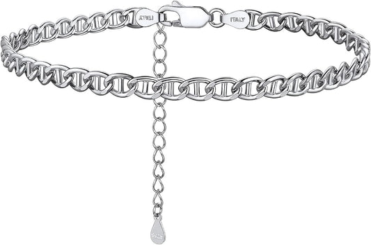 PROSILVER 925 Sterling Silver Ankle Bracelets For Women, Stylish Chain Anklets, Summer Beach Jewelry, 8.6-10.6 Inch Adjustable, Come with Box