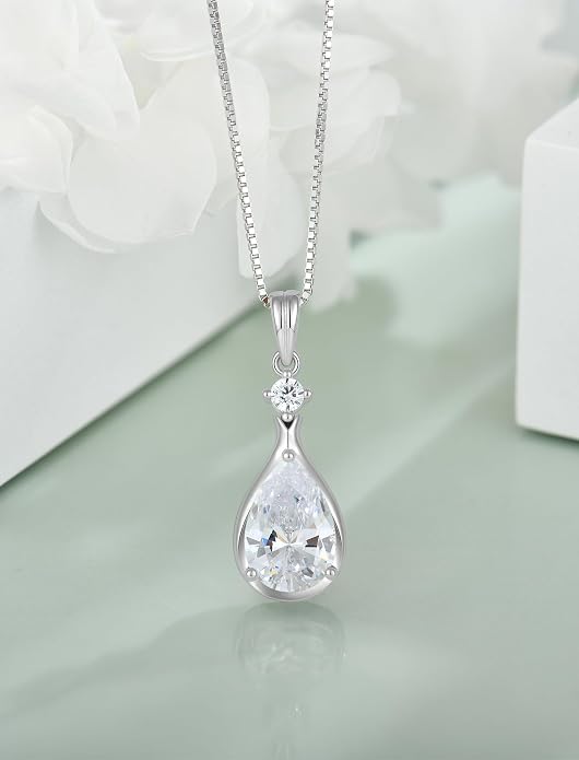 Birthstone Necklace for Women Teardrop Necklace S925 Sterling Silver Infinity Love Pendant for Mom Women