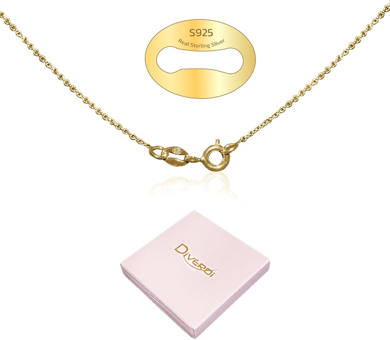 925 Sterling Silver Chain for Women, 1.1mm | Thin Dainty Cable Necklace, Crafted in Thailand, Hypoallergenic & Anti-Tarnish, Solid Silver for Pendants, Multiple Lengths