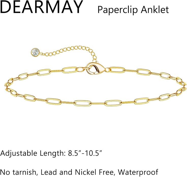DEARMAY Gold Anklets for Women Waterproof, Non Tarnish14K Gold Plated Ankle Bracelets Set Stack, Summer Beach Jewelry Gifts for Vacation, Bikini Outfits for Women Mom Her
