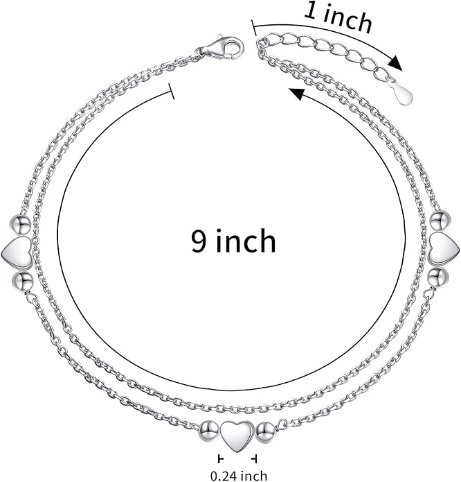 Alphm Anklet for Women S925 Sterling Silver Adjustable Foot Evil Eye Starfish Heart Bead Butterfly Celtic Knot Cross Multilayer Layered Ankle Bracelet Jewelry