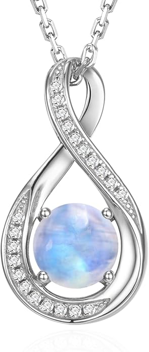 925 Sterling Silver Birthstone Necklace for Women Infinity Necklaces Birthday Anniversary Fine Jewelry Gifts for Mother Women, Adjustable Chain