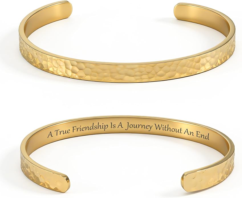 Inspirational Bible Verse Cuff Bracelet for Women, 18K Gold Plated Hammered Bangle, Christian Faith Jewelry Gift, Adjustable Non Tarnish