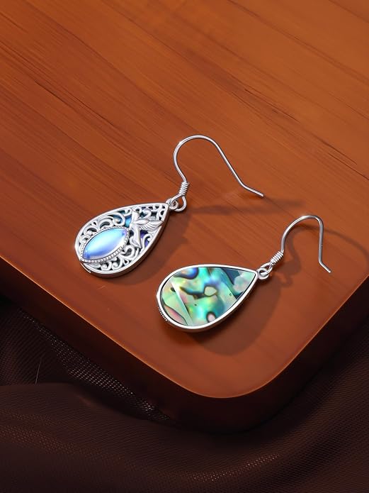 Dorunmo Moonstone Dangle Drop Earrings s925 Sterling Silver Leverback Earrings Filigree Moonstone Jewelry Birthday Gifts for Women