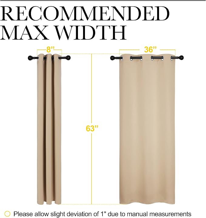 NICETOWN Thermal Insulated Grommet Room Darkening Curtains/Draperies/Panels for Bedroom (2 Panels, W42 x L63 inches, Biscotti Beige)