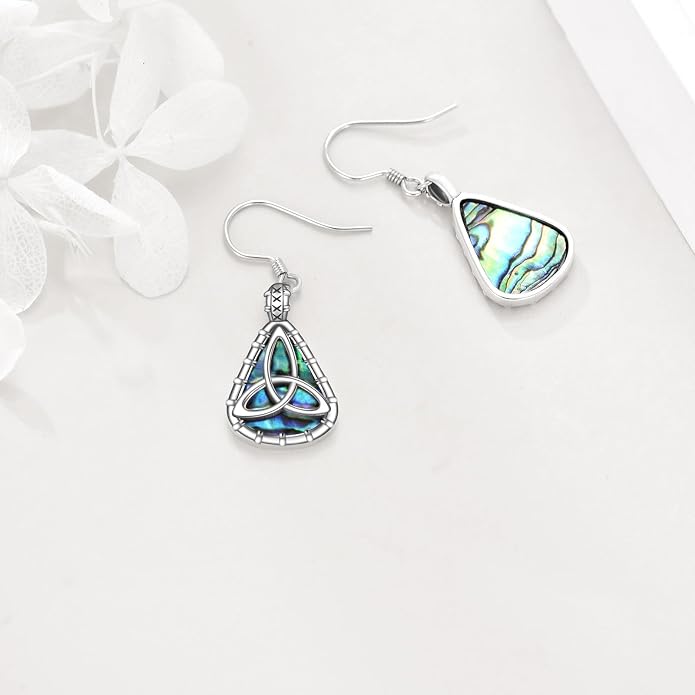 Abalone Shell Dangle Drop Earrings for Women 925 Sterling Silver Filigree Bohemian Earrings Jewelry Gift