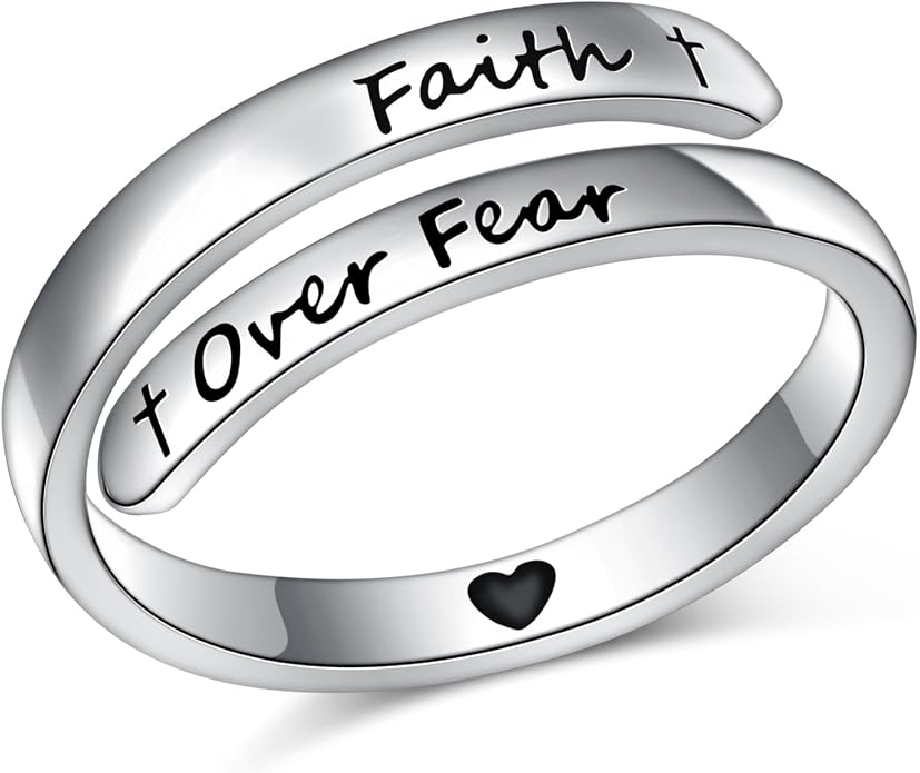 Ladytree Adjustable Inspirational Rings 925 Sterling Silver Stacking Wrap Spiral Twist Statement Band Encouragement Birthday Gift for Women Men