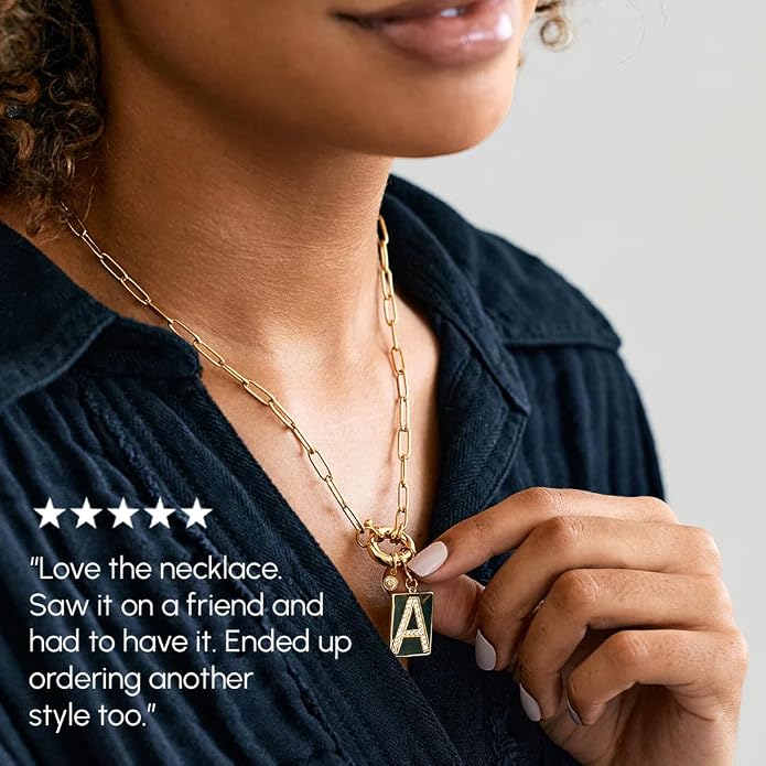 Mint & Lily Gold Initial Necklace for Women – 18K Gold Plated 24” Paperclip Chain with Sparkling Letter Pendant