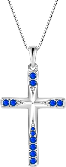 Cross Necklace for Women Birthstone Necklace for Women 925 Sterling Silver