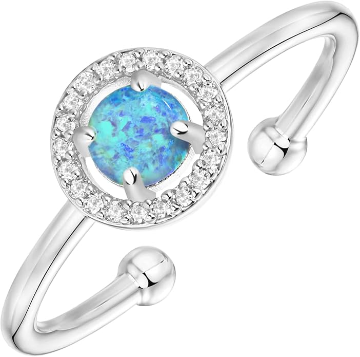 PAVOI 14K Gold Plated Created Opal Rings - Stacking Rings for Women