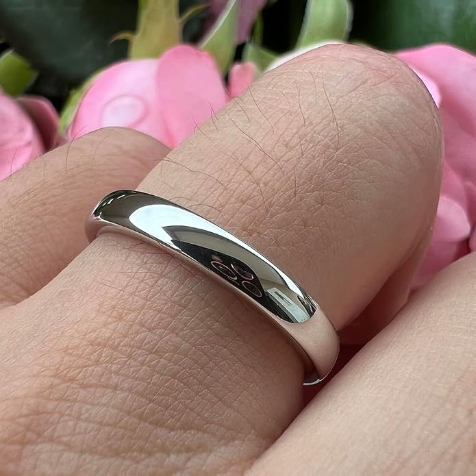 TUTISS 2mm 3mm 4mm 5mm 6mm 7mm 8mm 10mm White Tungsten Rings for Men Women Engagement Wedding Bands Domed Polished Shiny Comfort Fit