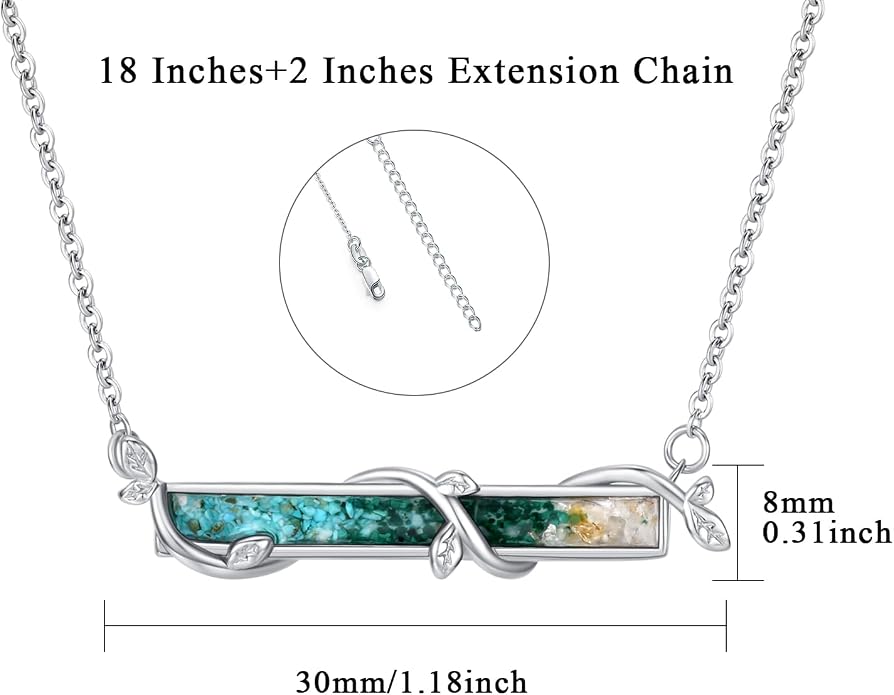 Bar Opal Leaf Necklace For Women S925 Sterling Silver White Opal Pendant with Leaf Charm Bar Pendant Jewelry Gift For Mom Daughter Wife