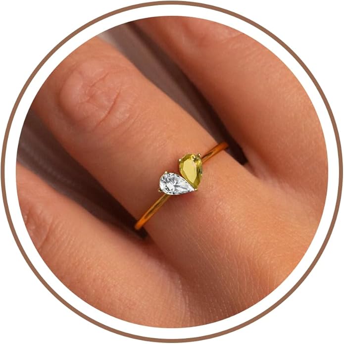 Birthstone Rings for Women, Non Tarnish Gold Rings 2026 Graduation Gifts Birthday Gift Trendy Teen Girl Stuff Dainty 14K Plated Adjustable CZ Stacking Promise Ring Anniversary Jewelry for Friend Sister Girlfriend Daughter