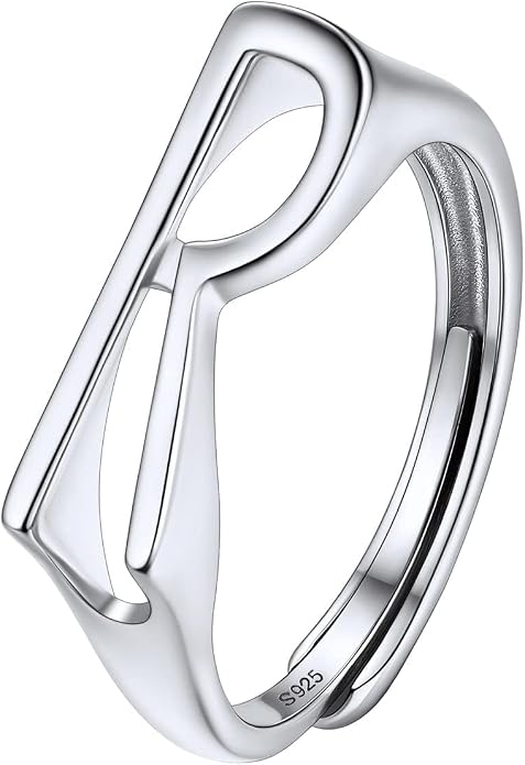 SILVERCUTE 925 Sterling Silver Initial Rings for Women,Adjustable Capital Letter Ring Hypoallergenic,Minimalist 925 Silver Rings for Mother Daughter