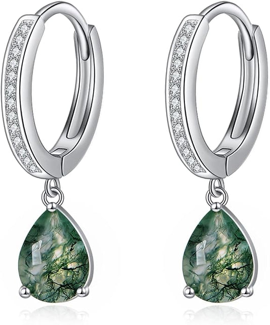 VONALA Dangle Earrings 925 Sterling Silver Opal Larimar Lapis Sapphire Turquoise Moss Agate Crystal Dangling Earrings Jewelry Gift for Women