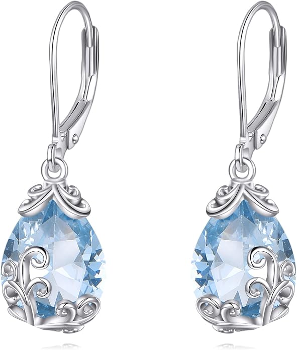 POPLYKE Celtic Filigree Teardrop Drop Dangle Earrings Sterling Silver Leverback Earrings Jewelry for Women
