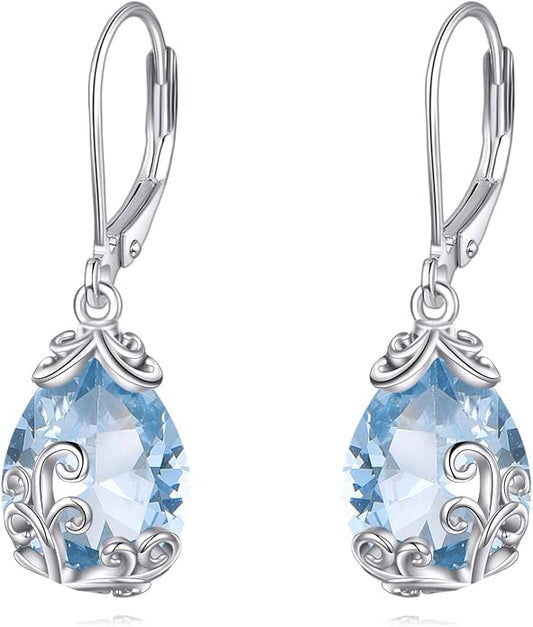 POPLYKE Celtic Filigree Teardrop Drop Dangle Earrings Sterling Silver Leverback Earrings Jewelry for Women