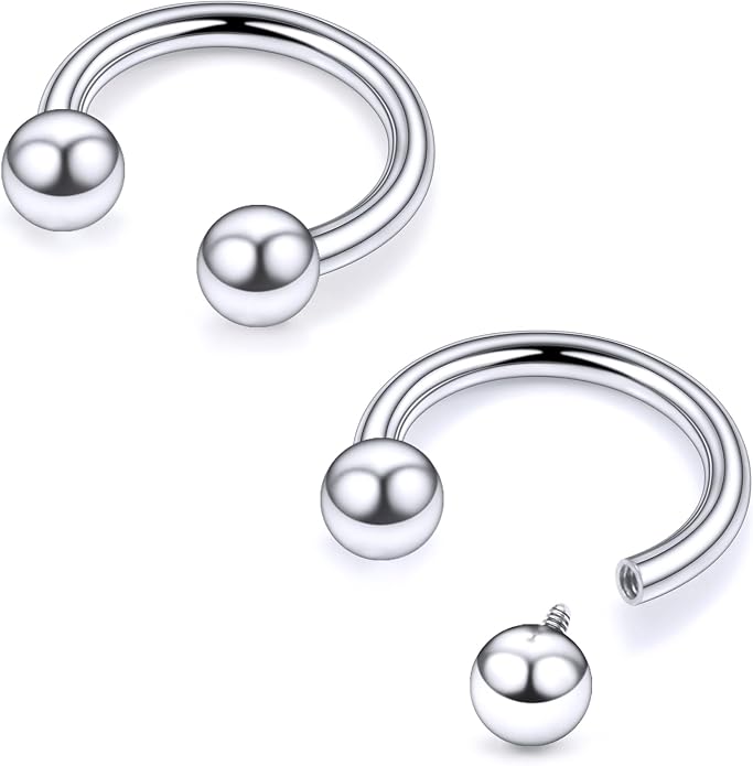20G 18G 16G 14G 12G 8G 6G 4G 2G ASTM F136 Titanium Internal Thread Horseshoe Septum Ring Jewelry Circular Barbell Helix Snug Tragus Rook Daith Cartilage Earring Lip Ring Piercing Jewelry