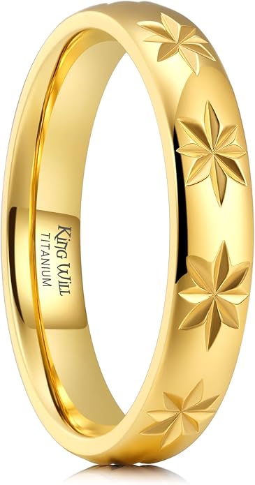 King Will Men's Women's Tungsten Carbide Ring 24k Gold Plated Rose Gold Plated Domed Polished Finish Wedding Band