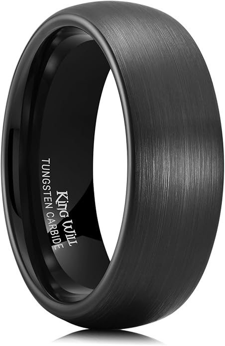 King Will Wedding Band for Men Women, 2/4/6/7/8mm Domed Matte Brushed Tungsten Carbide Rings, Solid/Dual Color Engagement Rings, Comfort Fit