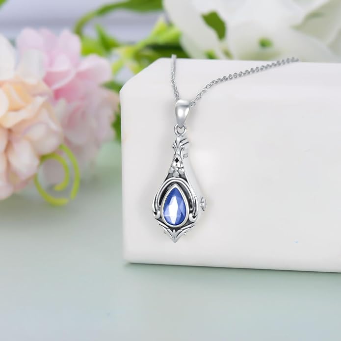 Seiyang Urn Necklace for Ashes 925 Sterling Silver with Birthstone Cremation Jewelry Keepsake Ashes Pendant Necklace Memorial Jewelry for Women Loved One