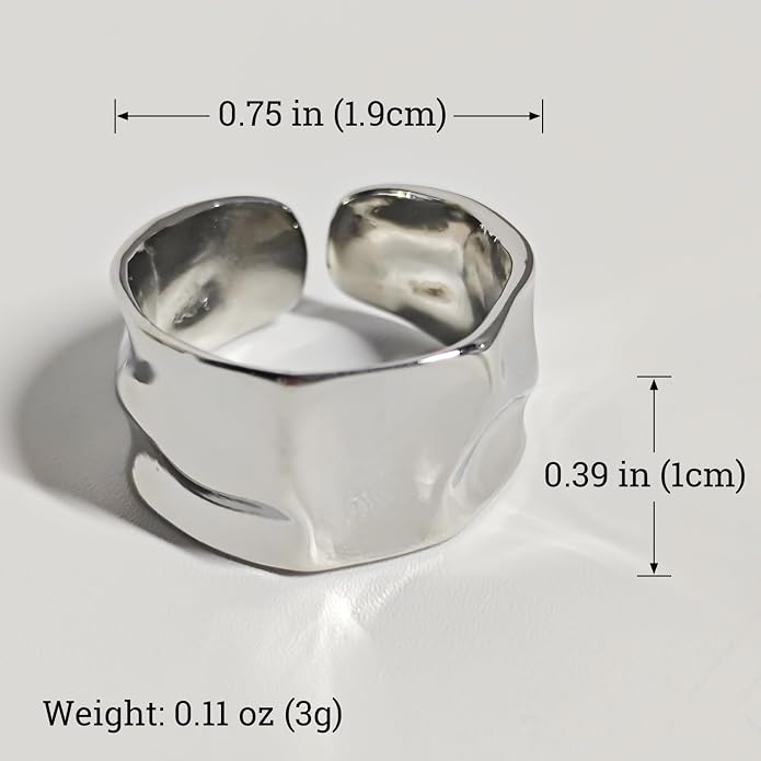 925 Sterling Silver Ring Minimalist Adjustable Rings Band Handmade Rings for Women Girls