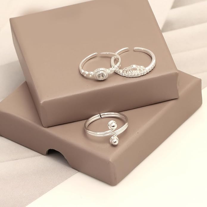 Charmsy 925 Sterling Silver Toe Rings for Women | Minimalist Open Adjustable Toe-Rings Band | Women's Cuff Toe Ring Summer Beach Foot Jewelry