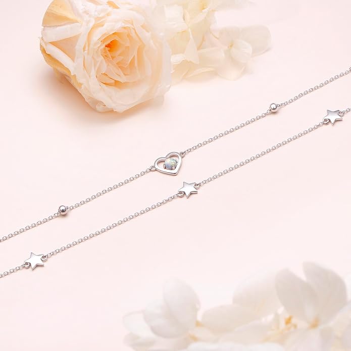 Anklets for Women 925 Sterling Silver Blue Evil Eye Infinity Butterfly Adjustable Multilayer Layered Summer Beach Ankle Bracelet Foot Chain Jewelry for Women