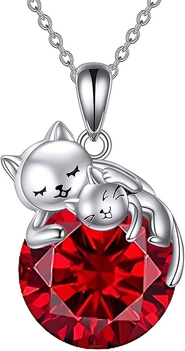Cat Necklace Sterling Silver Cat Zircon Pendant Gothic Jewelry for Women Animal Lovers Gifts