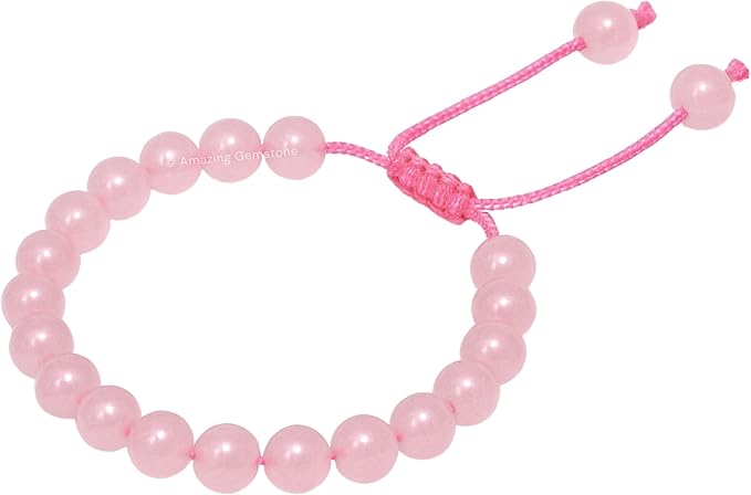 Amazing Gemstone Rose Quartz Bracelet, Gifts for Men & Women - Protection Healing Crystal Bracelet - 8mm Gemstone Beaded Adjustable Bracelet, Pulseras para Hombres Mujer Stocking Stuffers
