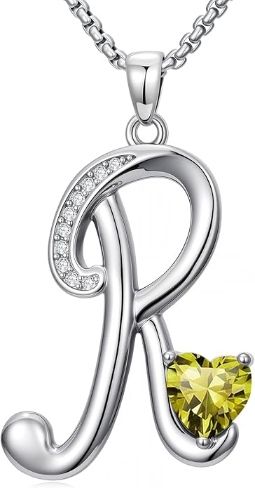 Birthday Gifts for Women Alphabet A to Z Initial Birthstone Pendant Necklaces for Women - 18k White Gold Plated Personalized Name Jewelry Anniversary Graduation Gifts for Wife Her Daughter Girlfriend(with Gift Box)