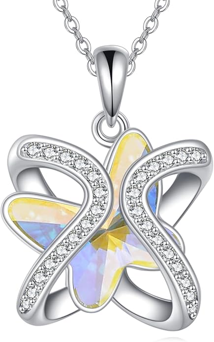 Crystal Necklace 925 Sterling Silver Crystal Pendant Necklace for Women Gift for Women