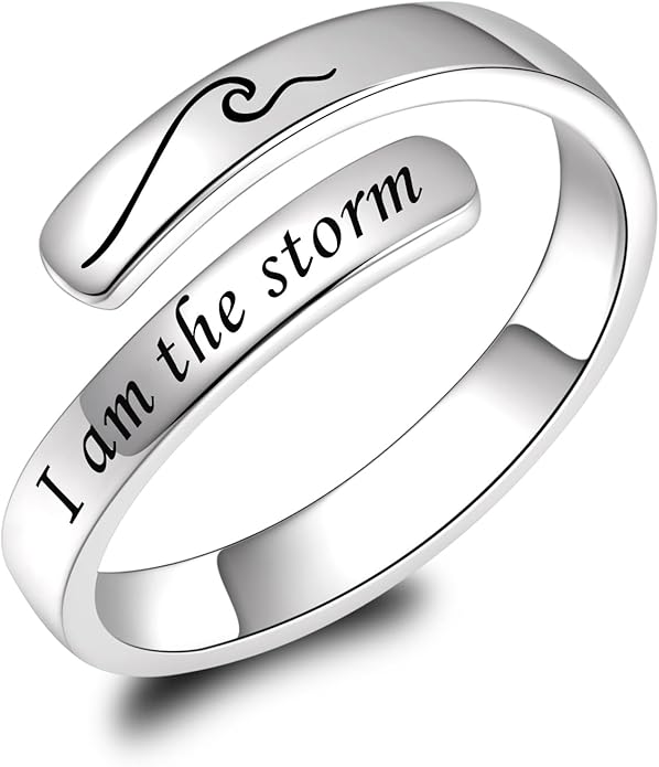 BEILIN 925 Sterling Silver Inspirational Jewelry Rings Adjustable Ring Personality Encouragement Gift for Teens Women