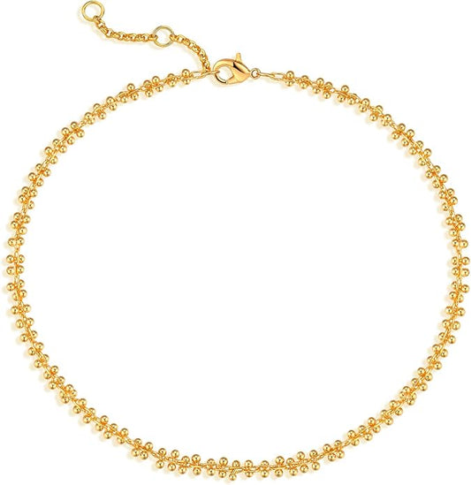 MEVECCO Anklet for Women Gold Chain 14K Gold Plated Dainty Boho Beach Summer Simple Foot Jewelry Ankle Bracelet