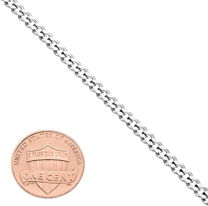 Miabella Solid 925 Sterling Silver Italian 3.5mm Diamond Cut Cuban Link Curb Chain Anklet for Women, Made in Italy