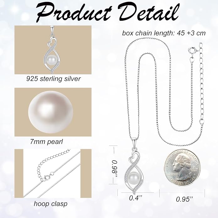 Infinity Necklace 925 Sterling Silver Necklace For Women Jewelry Valentines Day Christmas