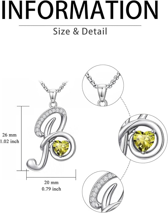 Birthday Gifts for Women Alphabet A to Z Initial Birthstone Pendant Necklaces for Women - 18k White Gold Plated Personalized Name Jewelry Anniversary Graduation Gifts for Wife Her Daughter Girlfriend(with Gift Box)