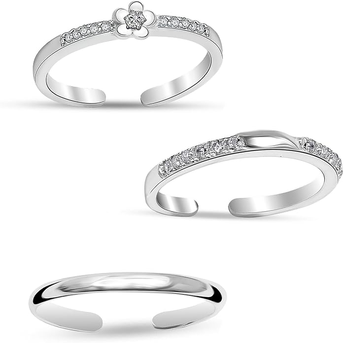 Charmsy 925 Sterling Silver Toe Rings for Women | Minimalist Open Adjustable Toe-Rings Band | Women's Cuff Toe Ring Summer Beach Foot Jewelry