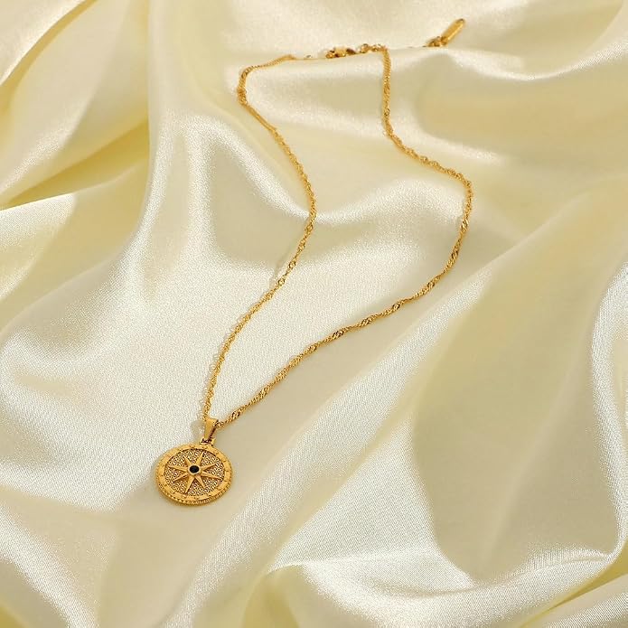 Unisex Celestial Gold Pendant Necklaces, Sun/Moon/Star/Angle Celestial Elements Unisex Choker Gold Lover Chains for Men and Women Jewelry