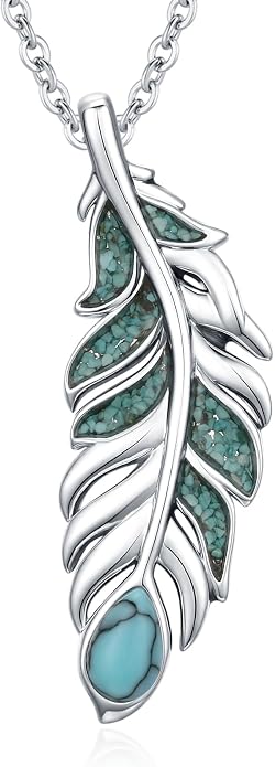 Feather Necklace White Gold Boho Jewelry Nature Inspired Statement Birthstone Pendant Gifts for Women