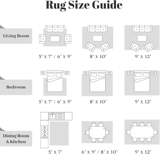 Homemate Washable Rug 6x9 Area Rugs - Vintage Faux Wool Rugs for Living Room Bedroom Dining Room - Non Slip Foldable Carpet Indoor Area Rug for Home Decor（6'x9', Grey