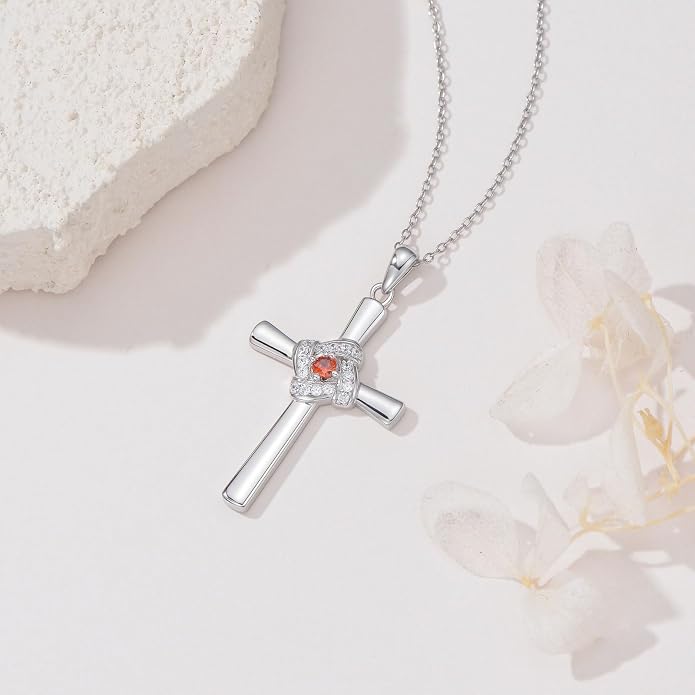 Cross Necklace for Women 925 Sterling Silver Crucifix Pendant Christian Cross Jewelry for Women Men