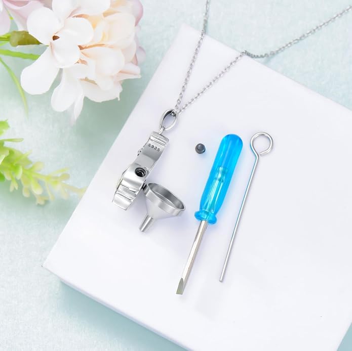 Seiyang Urn Necklace for Ashes 925 Sterling Silver with Birthstone Cremation Jewelry Keepsake Ashes Pendant Necklace Memorial Jewelry for Women Loved One