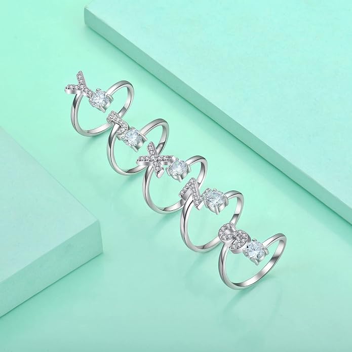 STARCHENIE Adjustable Initial Ring for Women 925 Sterling Silver Letters A-Z 26 Alphabet Rings Size 7