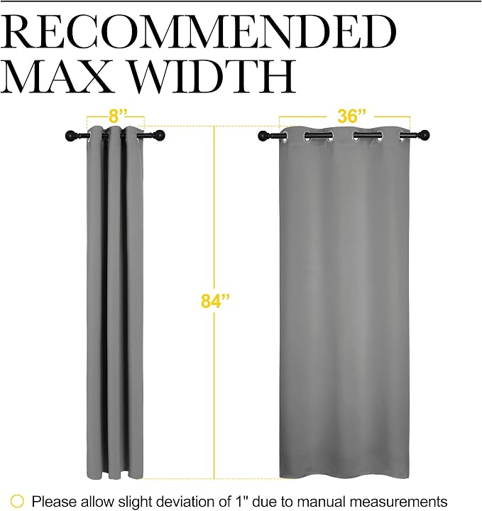 NICETOWN Thermal Insulated Grommet Blackout Curtains for Office, Kids Window Drape Panel for Nursery, Privacy Short Curtains (Silver Grey, 2 Panels, W42 x L84-Inch)