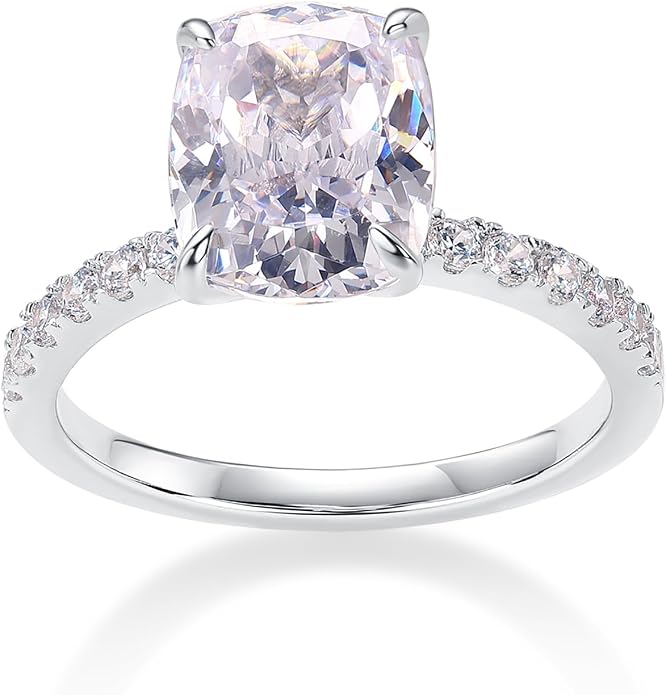 PAVOI 14K Gold Plated Engagement Rings for Women | Promise Wedding Band | 1.50CT - 3CT Cushion Cut Round Oval Cubic Zirconia Engagement Ring