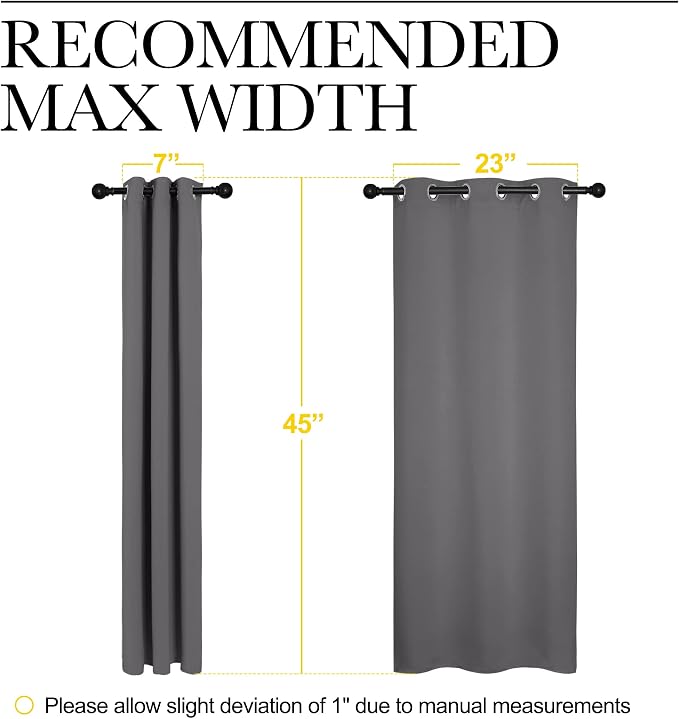 NICETOWN Grey Blackout Curtain Panels for Bedroom, Thermal Insulated Grommet Top Blackout Draperies and Drapes (2 Panels, W29 x L45 inches, Grey)