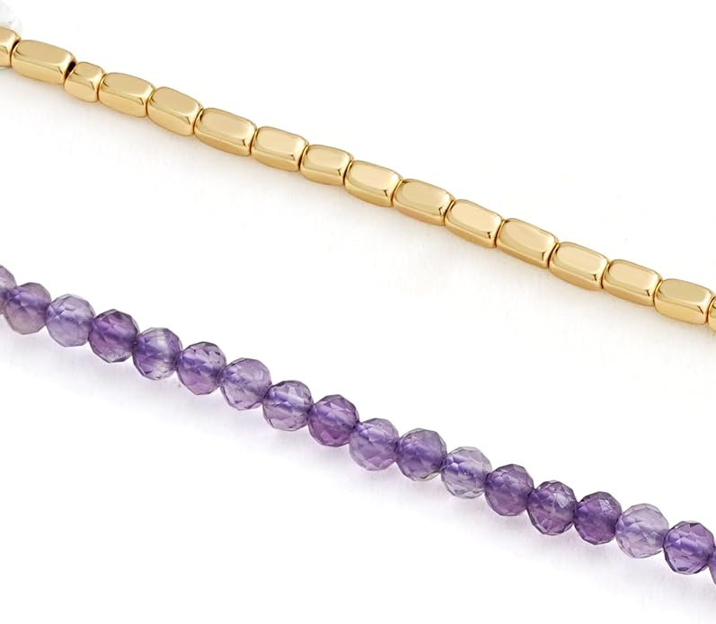 DREMMY STUDIOS Gold Anklet Bracelets for Women 14K Gold Plated Stone Handmade Beaded Link Chain Anklets Jewelry Gift