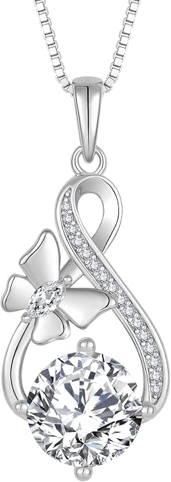 Butterfly Necklaces for Women 925 Sterling Silver Infinity Pendant Necklace Birthstone Jewelry Gifts for Her